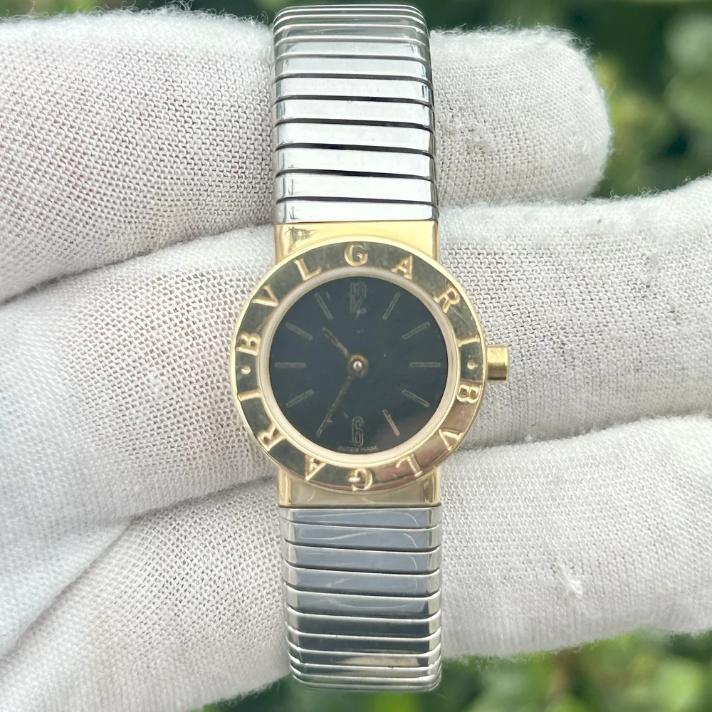 BVLGARI TURBOGAS BB232T 23MM BLACK DIAL QUARTZ STAINLESS STEEL